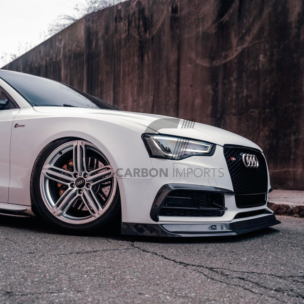 Dreamizer Carbon Fiber Look Front Bumper Lip Splitter (4Pc Kit) For Audi A3 A4 A5 A6 S3 S4 S5 RS - Universal Fit