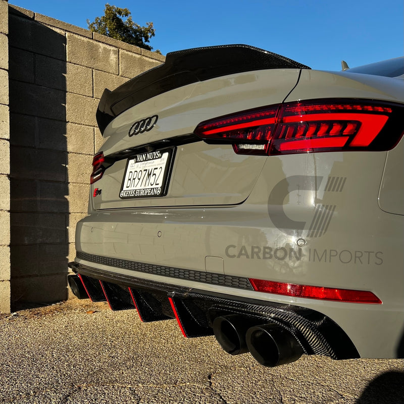 Audi S4/A4 B9/B9.5 Carbon Fiber Trunk Lip 2017-2025 V4