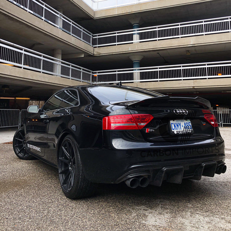 Cuztomtuning Carbon Fiber Rear Bumper Diffuser For Audi A5 S5 B8.5 (2012-2017) – Shark Fin Style, Quad Exhaust